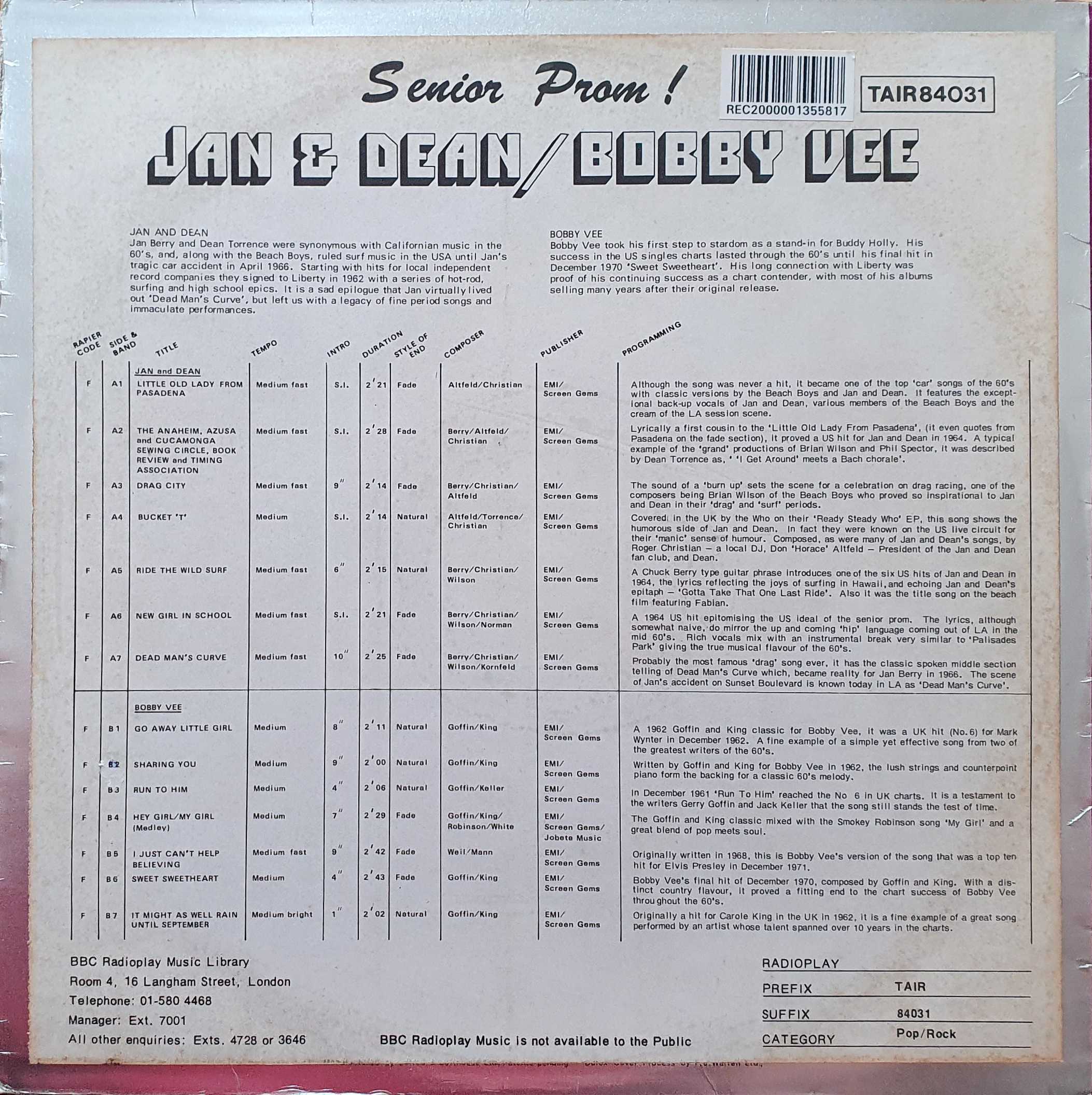 Picture of TAIR 84031 Senior prom! by artist Various from the BBC records and Tapes library